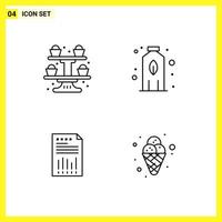 4 Icon Set Simple Line Symbols Outline Sign on White Background for Website Design Mobile Applications and Print Media vector