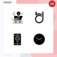 Pictogram Set of 4 Simple Solid Glyphs of cart mobile idea coin map Editable Vector Design Elements