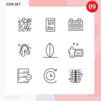 9 User Interface Outline Pack of modern Signs and Symbols of surf headphone camera hardware audio Editable Vector Design Elements