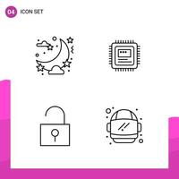 Outline Icon set Pack of 4 Line Icons isolated on White Background for responsive Website Design Print and Mobile Applications vector