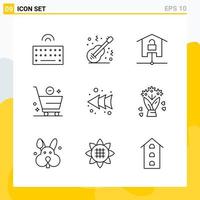 colección de 9 iconos de línea universal conjunto de iconos para web y móvil vector