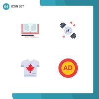 4 Flat Icon concept for Websites Mobile and Apps writing canada story timer maple Editable Vector Design Elements