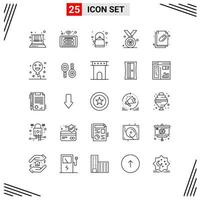 25 Icons Line Style Grid Based Creative Outline Symbols for Website Design Simple Line Icon Signs Isolated on White Background 25 Icon Set vector