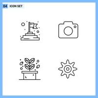 4 Icons Line style Creative Outline Symbols Black Line Icon Sign Isolated on White Background vector