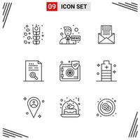 9 Icons Line Style Grid Based Creative Outline Symbols for Website Design Simple Line Icon Signs Isolated on White Background 9 Icon Set vector