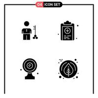 Set of 4 Solid Style Icons for web and mobile Glyph Symbols for print Solid Icon Signs Isolated on White Background 4 Icon Set vector