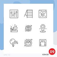 9 Outline concept for Websites Mobile and Apps thinking creative learning campaign sleep Editable Vector Design Elements