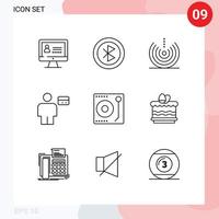 Universal Icon Symbols Group of 9 Modern Outlines of debit card air body wifi Editable Vector Design Elements