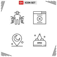 4 Icons Line Style Grid Based Creative Outline Symbols for Website Design Simple Line Icon Signs Isolated on White Background 4 Icon Set vector