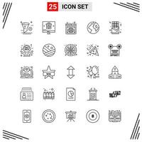 25 Icons Line Style Grid Based Creative Outline Symbols for Website Design Simple Line Icon Signs Isolated on White Background 25 Icon Set vector