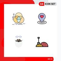 Modern Set of 4 Filledline Flat Colors and symbols such as balance heart measurement map hipster Editable Vector Design Elements