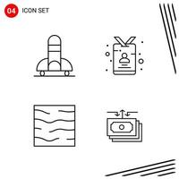 Collection of 4 Vector Icons in Line style Pixle Perfect Outline Symbols for Web and Mobile Line Icon Signs on White Background 4 Icons