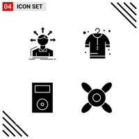 Pixle Perfect Set of 4 Solid Icons Glyph Icon Set for Webite Designing and Mobile Applications Interface vector