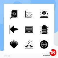 Modern Pack of 9 Icons Solid Glyph Symbols isolated on White Backgound for Website designing vector
