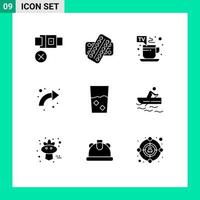 9 Creative Icons Modern Signs and Symbols of up curved patient arrows tv break Editable Vector Design Elements