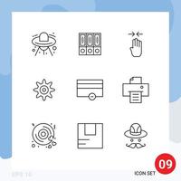 9 Outline concept for Websites Mobile and Apps money gear documents setting gesture Editable Vector Design Elements