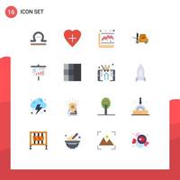 Group of 16 Flat Colors Signs and Symbols for screen bar graph transport lifting Editable Pack of Creative Vector Design Elements