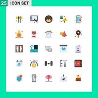 Modern Set of 25 Flat Colors and symbols such as mobile bag dessert online spoken Editable Vector Design Elements