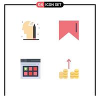 conjunto de 4 iconos planos vectoriales en la cuadrícula para la educación retirar banner página 5 elementos de diseño vectorial editables vector