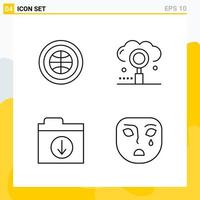 Collection of 4 Universal Line Icons Icon Set for Web and Mobile vector