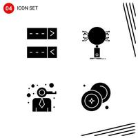 Collection of 4 Vector Icons in solid style Pixle Perfect Glyph Symbols for Web and Mobile Solid Icon Signs on White Background 4 Icons