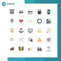 Group of 25 Modern Flat Colors Set for app math ambulance ecommerce stretcher Editable Vector Design Elements