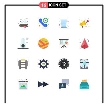 16 Flat Color concept for Websites Mobile and Apps temperature speaker glass presentation feminism Editable Pack of Creative Vector Design Elements