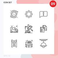 Set of 9 Modern UI Icons Symbols Signs for purchase favorite star bag basic Editable Vector Design Elements