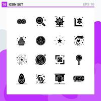 16 User Interface Solid Glyph Pack of modern Signs and Symbols of baby printing find scale chart Editable Vector Design Elements