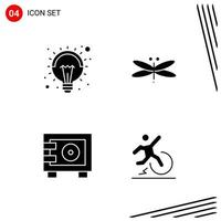 Collection of 4 Vector Icons in solid style Pixle Perfect Glyph Symbols for Web and Mobile Solid Icon Signs on White Background 4 Icons