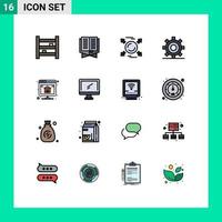 Set of 16 Modern UI Icons Symbols Signs for gear design ramadhan coding direction Editable Creative Vector Design Elements