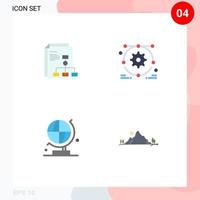 Set of 4 Modern UI Icons Symbols Signs for presentation science report setting landscape Editable Vector Design Elements