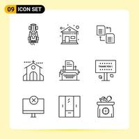 9 Creative Icons for Modern website design and responsive mobile apps 9 Outline Symbols Signs on White Background 9 Icon Pack vector