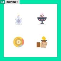 Group of 4 Modern Flat Icons Set for research food tube boiled egg persentage Editable Vector Design Elements