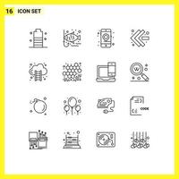 16 Thematic Vector Outlines and Editable Symbols of finance left leisure fast forward seo Editable Vector Design Elements