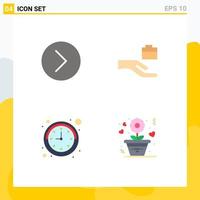 Group of 4 Flat Icons Signs and Symbols for next watch multimedia share love Editable Vector Design Elements