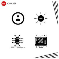 Collection of 4 Vector Icons in solid style Pixle Perfect Glyph Symbols for Web and Mobile Solid Icon Signs on White Background 4 Icons