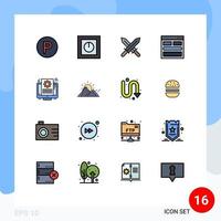 User Interface Pack of 16 Basic Flat Color Filled Lines of file info sword form contact Editable Creative Vector Design Elements