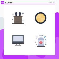 Pack of 4 Modern Flat Icons Signs and Symbols for Web Print Media such as magic trick pc door monitor liquid soap Editable Vector Design Elements