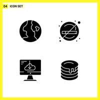 4 Icon Set Simple Solid Symbols Glyph Sign on White Background for Website Design Mobile Applications and Print Media vector