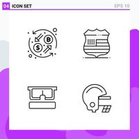 conjunto de 4 iconos en estilo de línea símbolos de contorno creativo para el diseño de sitios web y aplicaciones móviles signo de icono de línea simple aislado en fondo blanco 4 iconos vector