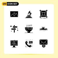 Set of 9 Commercial Solid Glyphs pack for bowl decision zoom business data Editable Vector Design Elements