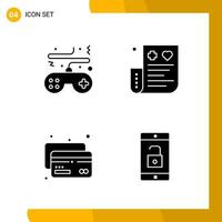 4 Icon Set Solid Style Icon Pack Glyph Symbols isolated on White Backgound for Responsive Website Designing vector