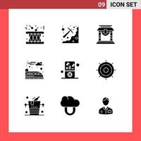 Modern Set of 9 Solid Glyphs and symbols such as ipod suburban pick electric china Editable Vector Design Elements