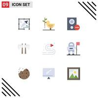 Set of 9 Commercial Flat Colors pack for fire hose lumberjack computers chop remove Editable Vector Design Elements