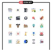Set of 25 Vector Flat Colors on Grid for handshake done earth day complete car Editable Vector Design Elements