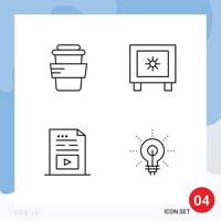 Universal Icon Symbols Group of 4 Modern Filledline Flat Colors of glass media locker logistic music Editable Vector Design Elements