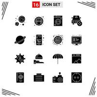 16 Icons Solid Style Grid Based Creative Glyph Symbols for Website Design Simple Solid Icon Signs Isolated on White Background 16 Icon Set vector