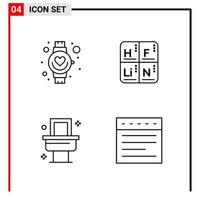 4 General Icons for website design print and mobile apps 4 Outline Symbols Signs Isolated on White Background 4 Icon Pack vector