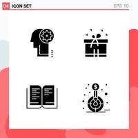 Collection of 4 Vector Icons in solid style Modern Glyph Symbols for Web and Mobile Solid Icon Sign Isolated on White Background 4 Icons